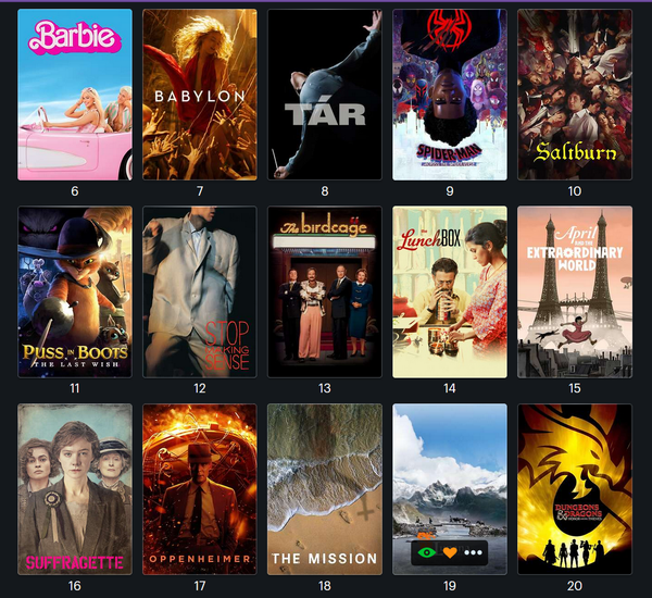 Curated Life: Top 20 Movies I Saw in 2023